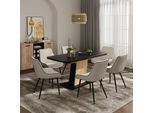 Vicco Tavolo Da Pranzo Estensibile Fenaro, 120/160 X 80 Cm , Rovere Nero/Oro