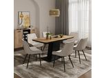Vicco Tavolo Da Pranzo Estensibile Fenaro, 120/160 X 80 Cm , Rovere Nero/Oro/Nero