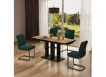 Vicco Tavolo Da Pranzo Estensibile Fenaro, 120/160 X 80 Cm 2 Parti, Rovere Nero/Oro/Nero