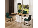 Vicco Tavolo Da Pranzo Estensibile Fenaro, 120/160 X 80 Cm 2 Parti, Nero/Rovere Goldkraft/Bianco/Rovere Bianco/Dorato