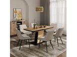 Vicco Tavolo Da Pranzo Estensibile Fenaro, 120/160 X 80 Cm , Rovere Nero/Oro