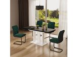 Vicco Tavolo Da Pranzo Estensibile Fenaro, 120/160 X 80 Cm 2 Parti, Nero/Bianco/Bianco