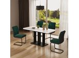 Vicco Tavolo Da Pranzo Estensibile Fenaro, 120/160 X 80 Cm 2 Parti, Nero/Bianco/Bianco