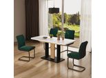 Vicco Tavolo Da Pranzo Estensibile Fenaro, 120/160 X 80 Cm 2 Parti, Rovere Bianco/Nero/Goldkraft/Rovere Nero/Oro