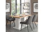Vicco Tavolo Da Pranzo Allungabile Dix, 140 X 90 Cm, Rovere Bianco/Dorato