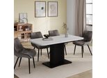 Vicco Tavolo Da Pranzo Allungabile Fenaro, 120 X 80 Cm Estensibile, Bianco/Nero/Nero
