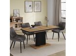 Vicco Tavolo Da Pranzo Allungabile Fenaro, 120 X 80 Cm Estensibile, Rovere Nero/Oro/Quercia Dorata