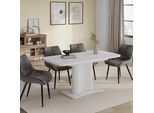 Vicco Tavolo Da Pranzo Allungabile Fenaro, 120 X 80 Cm Estensibile, Bianco/Bianco/Bianco