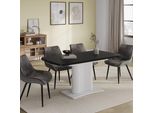 Vicco Tavolo Da Pranzo Allungabile Fenaro, 120 X 80 Cm Estensibile, Nero/Bianco/Bianco