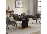 Vicco Tavolo Da Pranzo Allungabile Fenaro, 120 X 80 Cm Estensibile, Nero/Quercia/Nero