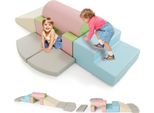 Costway 10 Pz. Blocchi Da Costruzione In Schiuma, Blocchi Da Costruzione Morbidi, Blocchi Da Costruzione Giganti In Pu, Blocchi Da Costruzione Grandi Da Arrampicata Per Interni Per Bambini Da 1 Anno, Blu+Grigio