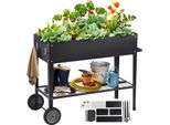Letto Rialzato Con Ruote - Fioriera - Fioriera Da Giardino - Barbabietole Da Orto - Barbabietole Per Piante Nere - 108X49,5X80Cm Acciaio Zincato