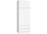 Akord Armadio 2 Ante 2 Cassetti Bianco 90X51X234 Cm
