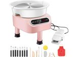 Tornio Da Vasaio Macchina Per Ceramica A Pedale 350W 25Cm Rosa 3 Piedini Di Supporto