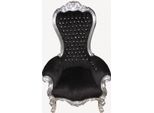 Casa Padrino Poltrona Trono Barocco Majestic Medium Nero/Argento Con Pietre Glitterate Bling Bling - Poltrona Gigante - Sedia Trono Tron