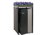 1 Coperchio Per Bidone HWC-O67, Contenitore Per Rifiuti Con Fioriera, Metallo 125X68X84Cm 35Kg ~ Antracite Look Legno Chiaro
