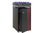 1 Coperchio Per Bidone HWC-O67, Bidone Con Fioriera, Metallo 125X68X84Cm 35Kg ~ Antracite Aspetto Legno Scuro