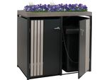 Copri Cestino A 2 Scomparti HWC-O67, Cestino Con Fioriera, Metallo 125X132X84Cm 55Kg ~ Antracite Look Legno Chiaro