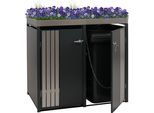Coperchio Per Cestino A 2 Scomparti HWC-O67, Cestino Con Fioriera, Metallo 125X132X84Cm 55Kg ~ Acciaio Inox Antracite
