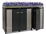 Copri Cestino A 3 Scomparti HWC-O67, Cestino Con Fioriera, Metallo 125X196X84Cm 75Kg ~ Antracite Look Legno Chiaro