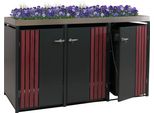 Coperchio Per Cestino A 3 Scomparti HWC-O67, Cestino Con Fioriera, Metallo 125X196X84Cm 75Kg ~ Look Legno Scuro Antracite