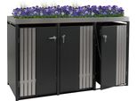 Coperchio Per Cestino A 3 Scomparti HWC-O67, Cestino Con Fioriera, Metallo 125X196X84Cm 75Kg ~ Acciaio Inox Antracite