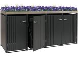 Copri Cestino A 4 Scomparti HWC-O67, Cestino Con Fioriera, Metallo 125X260X84Cm 95Kg ~ Antracite
