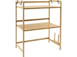 Ripiano Per Microonde, Struttura In Bambù, Regolabile In Altezza, Colore Legno, A 2 Livelli