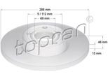 Topran 103 755 - Oe 4A0 615 301B Disco Freno, Assale Anteriore Per A6 (4A), A4 (8D)