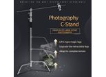 Treppiede Fotografico, Altezza 260 Cm, Braccio Regolabile, 2,6 M, Argento