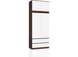 Akord Armadio Alto 2 Ante 2 Cassetti Wengé E Bianco 90X51X234 Cm