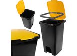 Kadax Cestino A Pedale Da 45 Litri, Cestino Con Pedale E Coperchio, Cestino Grande Per La Raccolta Differenziata, Cestino A Pedale In Plastica, Cestino A Pedale (Giallo)