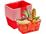Cestino Per La Spesa Succebuy, 12 Pezzi, 21 Litri, Cestino In Plastica Pe Con Manici, Versatile, Capacità Di Carico Fino A 9,07 Kg, Ideale Per La Spesa, La Vendita Al Dettaglio, I Supermercati, La Casa, Rosso