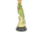 Casa Padrino Candeliere Liberty Pappagallo Che Guarda A Sinistra Verde / Oro / Nero H. 31 Cm