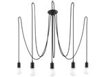 Lampadario Edison 5 Nero 5Xe27 15W Tessuto/Acciaio 150X300X300Cm Sollux Lighting