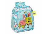 Zaino Scuola Spongebob Stay Positive Blu Bianco (32 X 38 X 12 Cm)