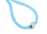 Collana Con Perline Blu Con Sagoma Di Barbie Su Perlina Rotonda 40 Cm