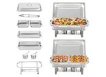 Chafing Dish, Design Rettangolare, Supporto Pieghevole, 2 Confezioni