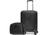Redolz Carrello Beauty Case Con Scomparto Per Laptop Essentials 14 Trolley With Front Pocket + Beauty Case Black Metallic Nero