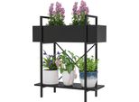 Portapiante A 2 Livelli, Portafiori Per Interni Esterni, Portapiante In Metallo, Portafiori A Più Livelli, Scala Per Fiori Alta 70 Cm Per Soggiorno, Decorazione Balcone Giardino, Nero Aosom