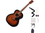 Succebuy Chitarra Acustica Dreadnought, 1016 Mm, Set Per Chitarra Acustica Con Borsa Da Concerto, Accordatore, Tracolla, Corde In Acciaio, Plettri, Capotasto, Tastiera In Palissandro, Per Adulti, Sunburst