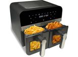 Comfy Nest CN-AFD45WB: Friggitrice Digitale Ad Aria Con Doppio Cestello Nera Da 2400 W Con Finestra - 9 Litri