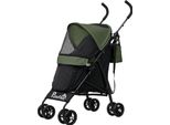 Passeggino Per Cani Passeggino Pieghevole Per Cani E Gatti Fino A 4 Kg Passeggino Per Gatti Con Finestre A Rete, Tracolla, Borsa Portaoggetti, Portabicchieri Ombrello Passeggino Per Gatti Verde Scuro Aosom