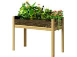 Letto Rialzato Con Pannelli Acrilici, Letto Rialzato Per Erbe Aromatiche Con Fori Di Drenaggio, Fioriera In Legno, Letto Per Verdure Resistente Alle Intemperie, Letto Da Giardino, Letto Per Piante Da Giardino, Balcone, 110 X 50 X 80 Cm Legno Naturale
