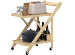 Carrello Da Cucina Carrello Da Portata Con Portabottiglie, Piano Di Lavoro, 2 Livelli, Carrello Per Ufficio, Cucina, Soggiorno, 66 X 40 X 70 Cm, Bambù, Naturale Aosom