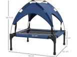 Letto Rialzato Per Cani Con Baldacchino, Letto Per Animali, Letto Per Cani Da Esterno Con Baldacchino, Traspirante, Per Cani Di Piccola E Media Taglia Blu Scuro Oxford 76 X 61 X 69,5 Cm