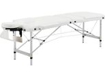 Lettino Da Massaggio Pieghevole, Regolabile In Altezza Con Cuscino Per La Testa Per Saloni E Spa, Plastica E Alluminio, Bianco, 215 X 60 X 61-84 Cm