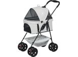 Passeggino Per Cani 3 In 1 Box Per Cani Pieghevole, Borsa Da Trasporto Pieghevole Con Portabicchieri, Passeggino Per Cani, Passeggino Per Gatti Con Ruote A 360° Passeggino Per Cani Mini Sotto I 4 Kg, Grigio Chiaro Aosom