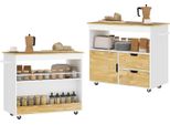 Carrello Da Cucina Carrello Di Servizio Con Piano Di Lavoro, Cassetti, Carrello Con Mobile Da Cucina Con Anta A Chiusura Ammortizzata, Maniglia, Isola Da Cucina Con Vano A Giorno Per Ufficio, 107X50X85Cm, Rovere
