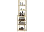 Scaffale Da Bagno, Scaffale Da Bagno Con 7 Livelli, Scaffale Da Appoggio In Bambù Per Soggiorno, Bagno, Naturale, 44 X 33 X 180 Cm Aosom